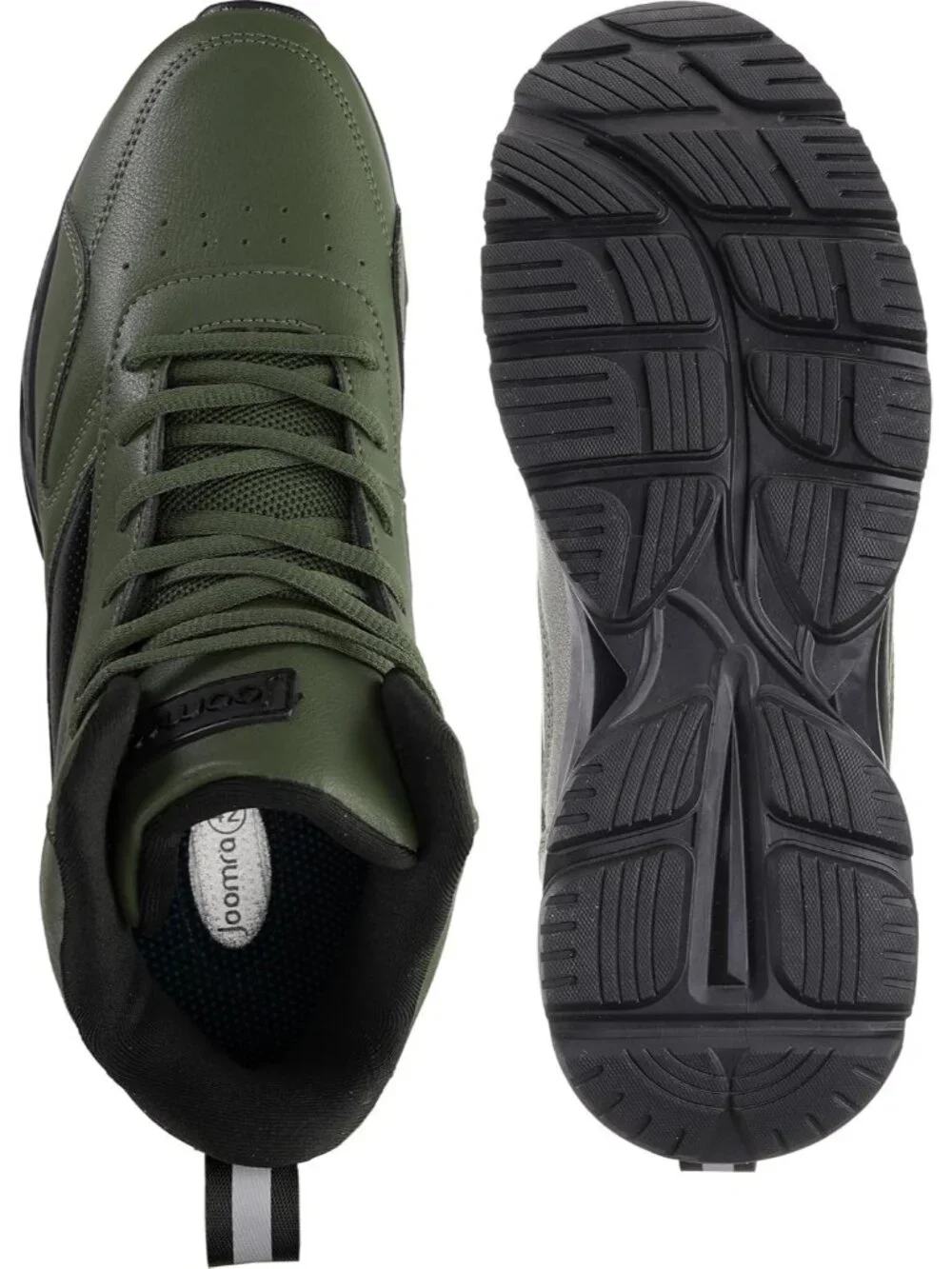 Joomra Men's Army Green Rubber Leather High Top Athletic Inspire Lace Up Sneaker